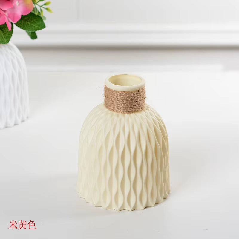 Modern Flower Vase Unbreakable Plastic Vase European Anti-Ceramic Imitation Rattan Simplicity Basket Arrangement Art Home Decor