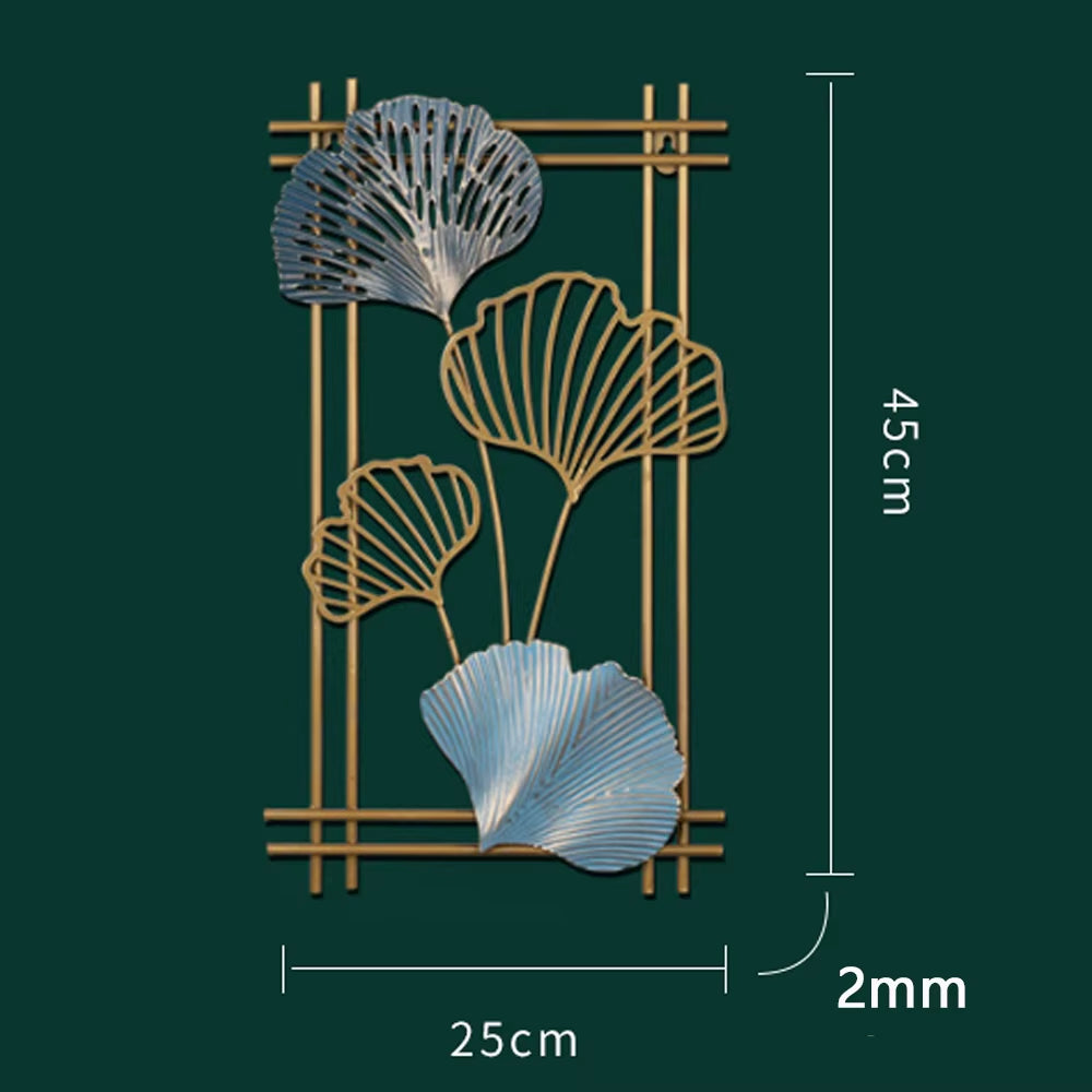 Nordic Metal Leaf Iron Wall Hanging Decor Plant Ginkgo Palm Maple Leaves Wall Pendant Mural Living Room Bedroom Home Decoration