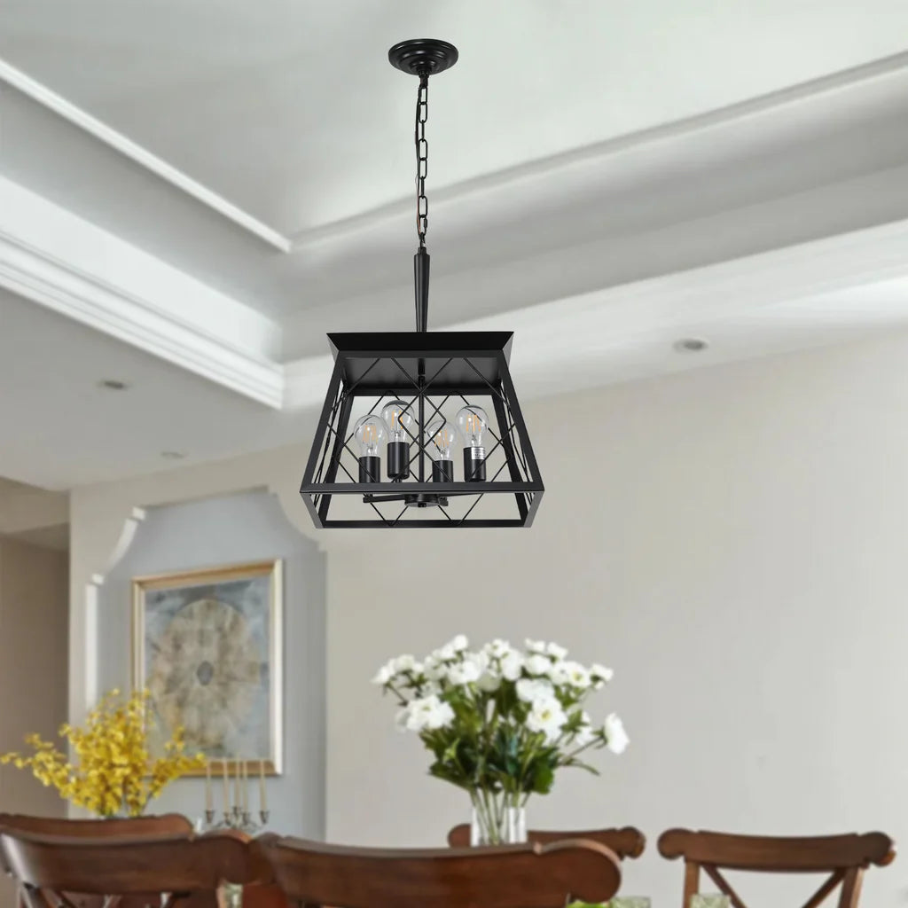 Modern Farmhouse Chandelier - Adjustable Pendant Lighting for Dining Room, Kitchen Island & Living Room