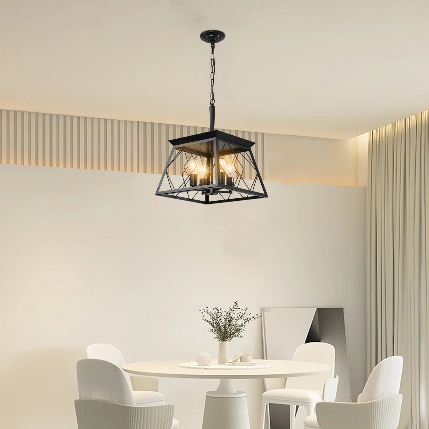 Modern Farmhouse Chandelier - Adjustable Pendant Lighting for Dining Room, Kitchen Island & Living Room