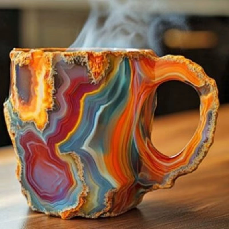 1PC Multi-Colored Mineral Crystal Coffee Mug,Natural Mineral Crystal Mug, Colorful Crystal Christmas Mugs,Christmas Gift New