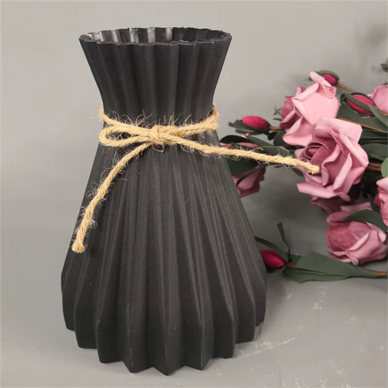 Modern Flower Vase Unbreakable Plastic Vase European Anti-Ceramic Imitation Rattan Simplicity Basket Arrangement Art Home Decor