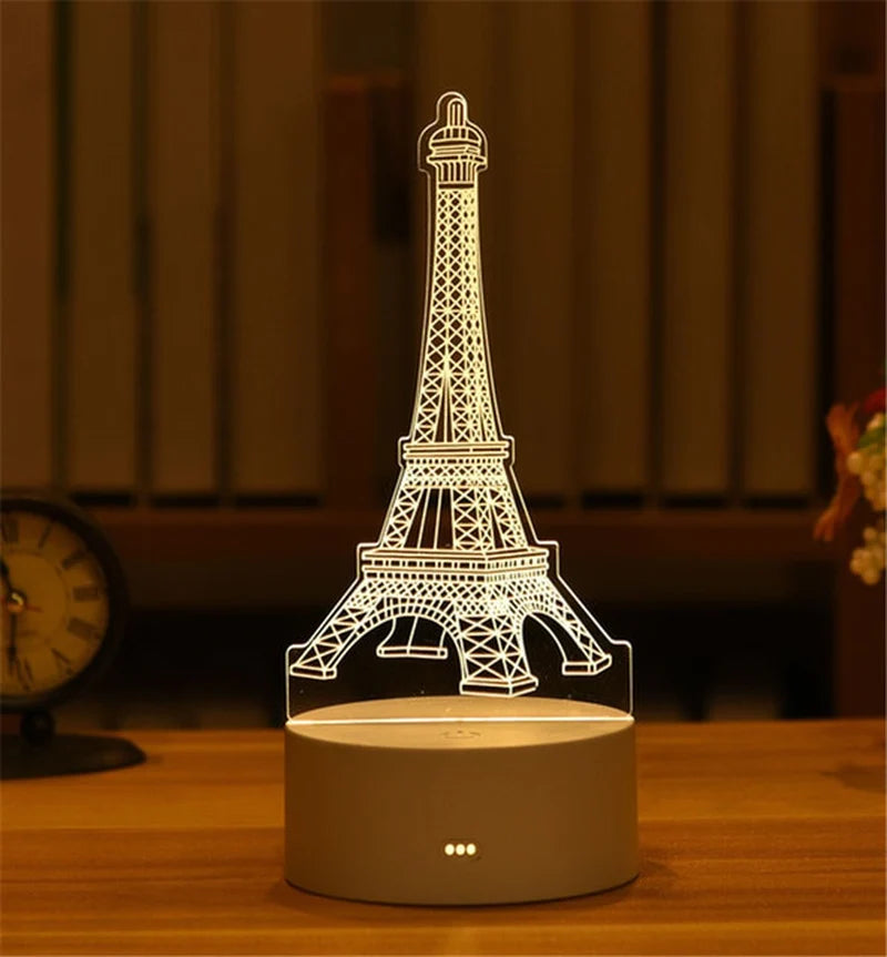 3D Lamp Acrylic LED Night Lights Christmas Party Decoration Night Light for Home Bedroom Decor New Year Wedding Neon Lamp USB