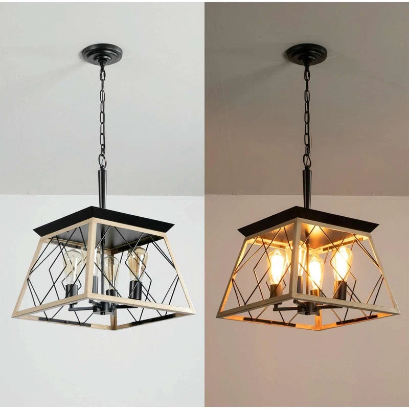 Modern Farmhouse Chandelier - Adjustable Pendant Lighting for Dining Room, Kitchen Island & Living Room