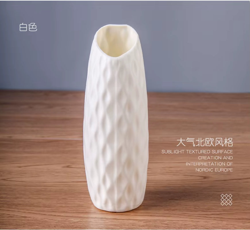 Modern Flower Vase Unbreakable Plastic Vase European Anti-Ceramic Imitation Rattan Simplicity Basket Arrangement Art Home Decor