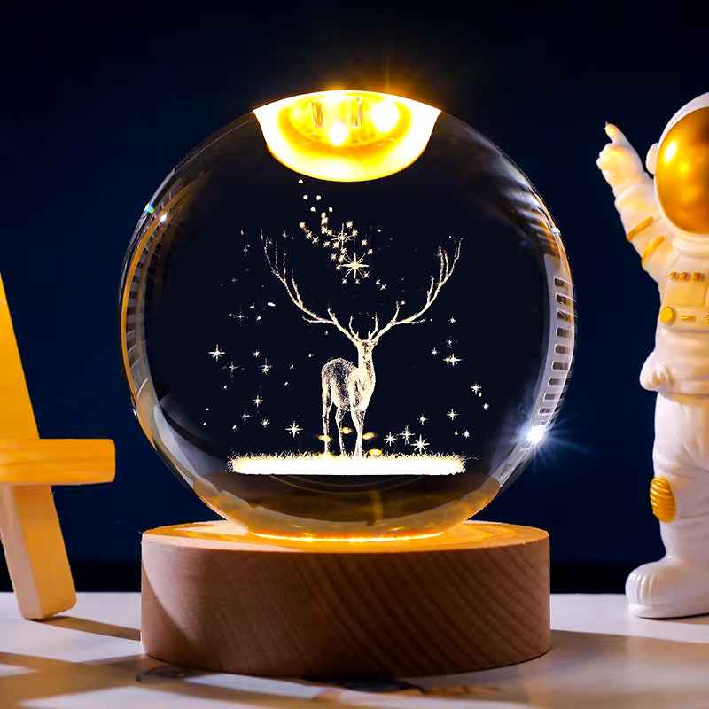 3D Crystal Lights Lamp Table Lamp Glowing Galaxy Lamp Bedside Table Crystal Ball Night Lights Home Decor Christmas Gift