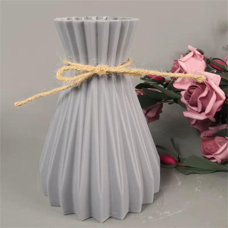 Modern Flower Vase Unbreakable Plastic Vase European Anti-Ceramic Imitation Rattan Simplicity Basket Arrangement Art Home Decor