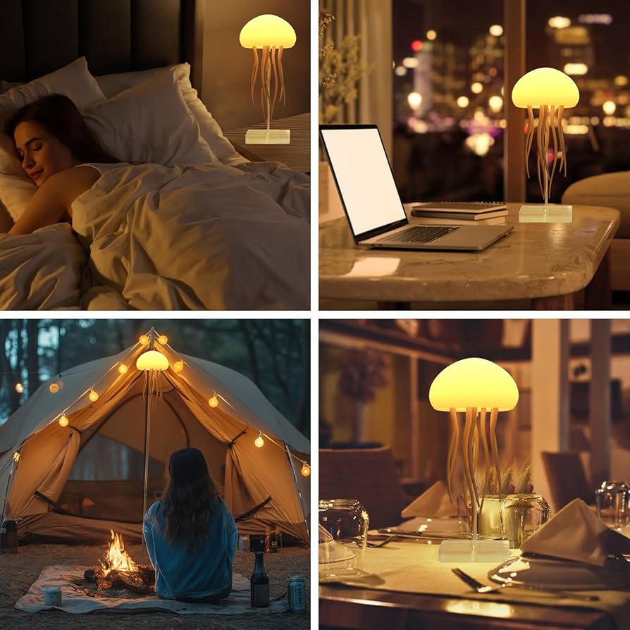 Enchanting Jellyfish Night Light – Mesmerizing RGB Glow, Voice-Controlled, & Rechargeable!