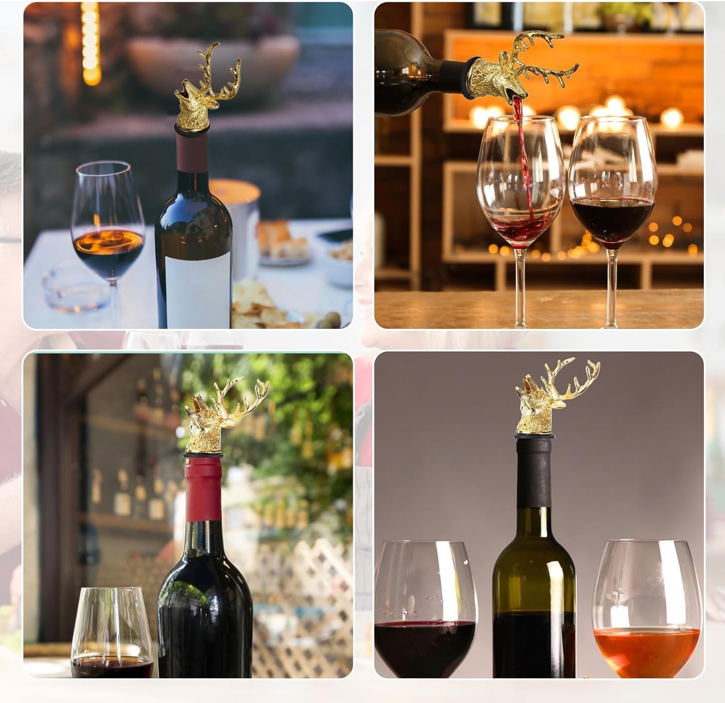 Elegant Zinc Alloy Deer Head Wine Pourer – Stylish Aerator & Bottle Stopper for Wine Lovers!