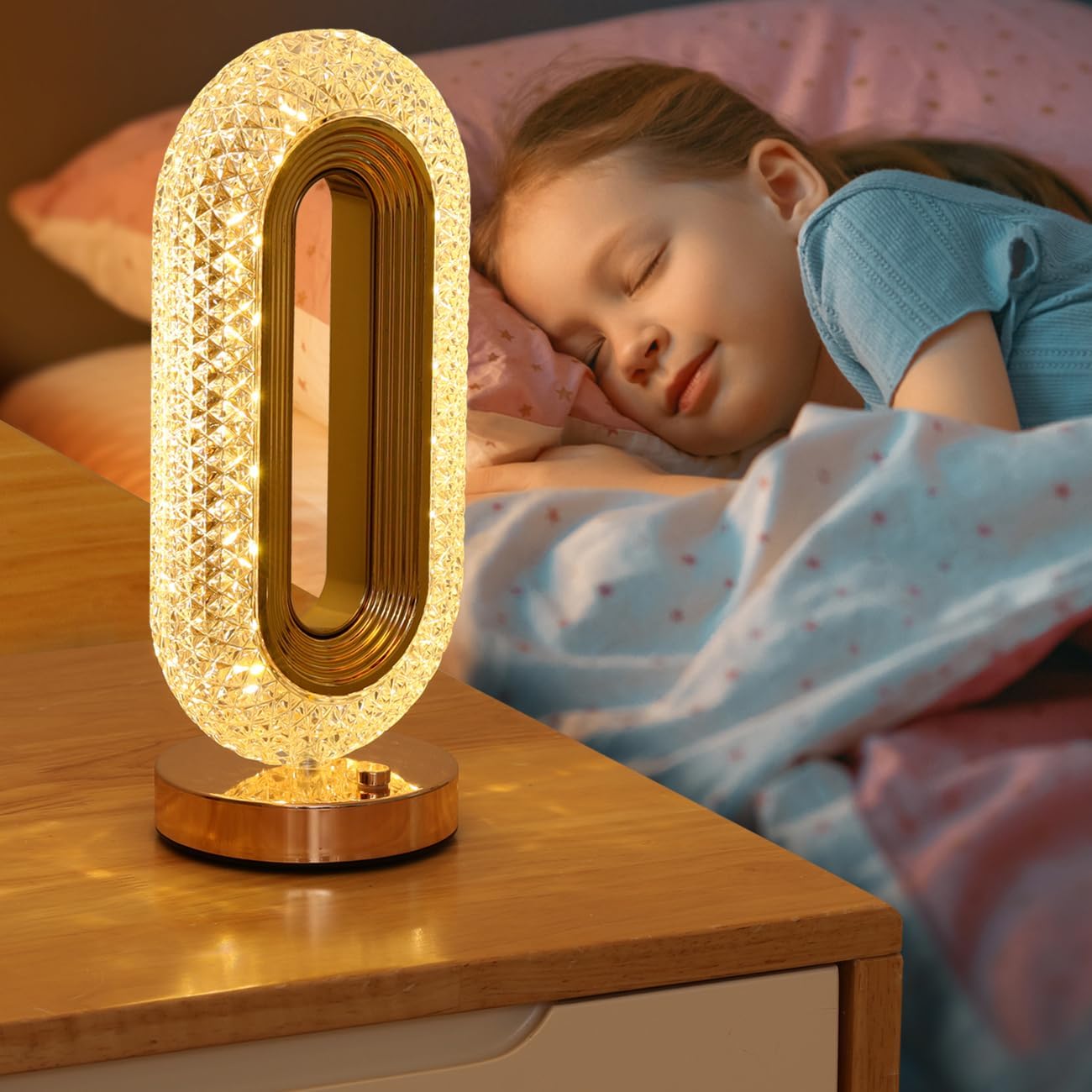 Modern Luxury Crystal Table Lamp - USB Rechargeable, Oval Design for a Chic Ambience in Any Room!