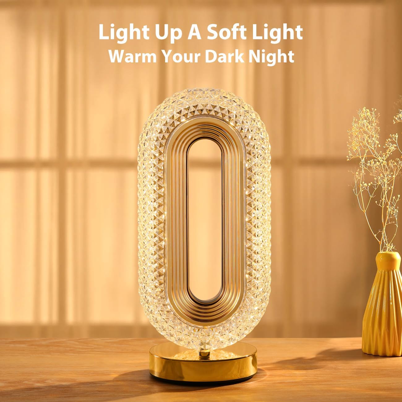 Modern Luxury Crystal Table Lamp - USB Rechargeable, Oval Design for a Chic Ambience in Any Room!