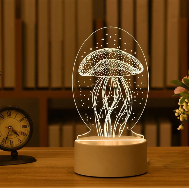 3D Lamp Acrylic LED Night Lights Christmas Party Decoration Night Light for Home Bedroom Decor New Year Wedding Neon Lamp USB