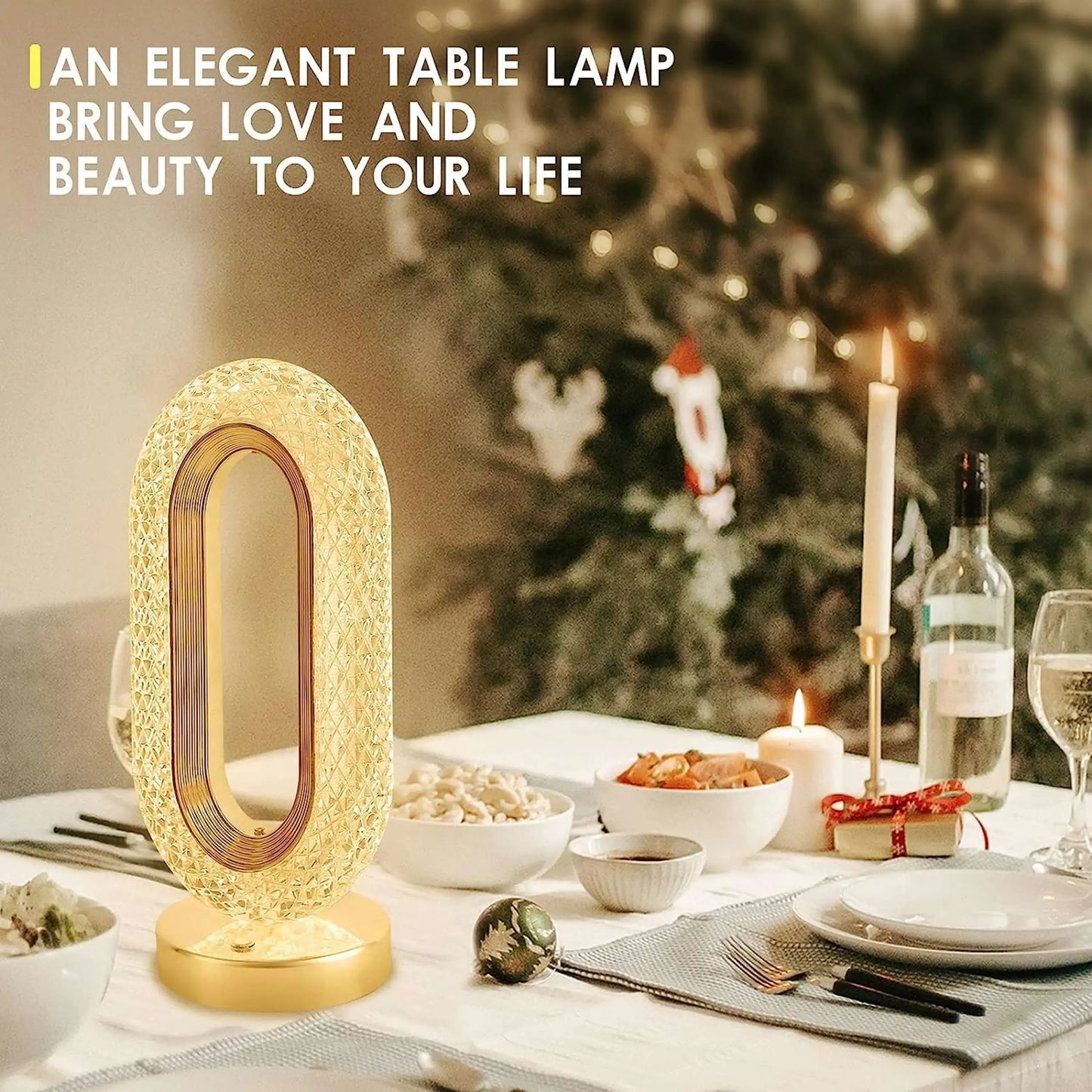 Modern Luxury Crystal Table Lamp - USB Rechargeable, Oval Design for a Chic Ambience in Any Room!