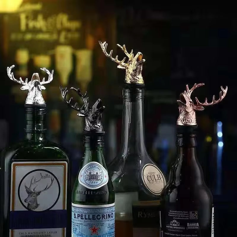 Zinc Alloy Deer Head Wine Pourer Unique Stag Wine Bottle Stoppers Wine Aerators Bar Tools Kitchen Accessories