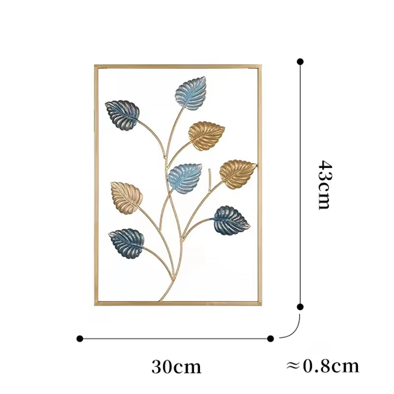 Nordic Metal Leaf Iron Wall Hanging Decor Plant Ginkgo Palm Maple Leaves Wall Pendant Mural Living Room Bedroom Home Decoration
