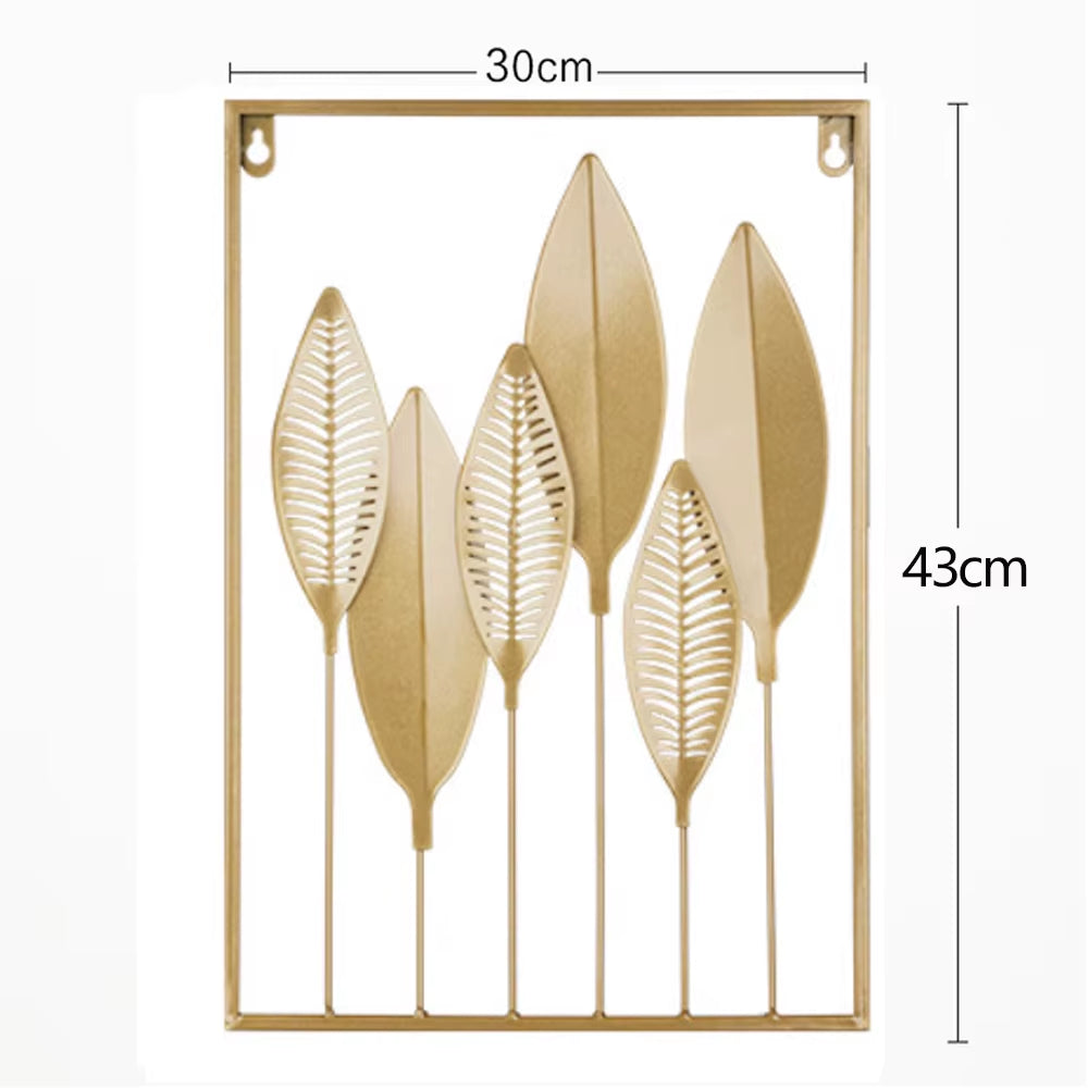 Nordic Metal Leaf Iron Wall Hanging Decor Plant Ginkgo Palm Maple Leaves Wall Pendant Mural Living Room Bedroom Home Decoration
