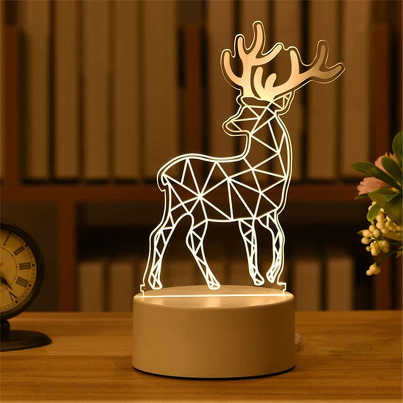 3D Lamp Acrylic LED Night Lights Christmas Party Decoration Night Light for Home Bedroom Decor New Year Wedding Neon Lamp USB