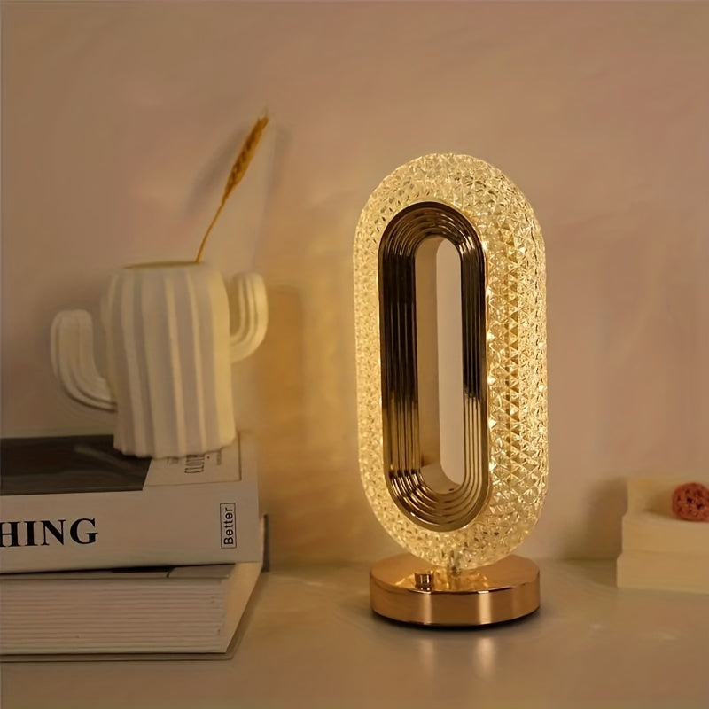 Modern Luxury Crystal Table Lamp - USB Rechargeable, Oval Design for a Chic Ambience in Any Room!