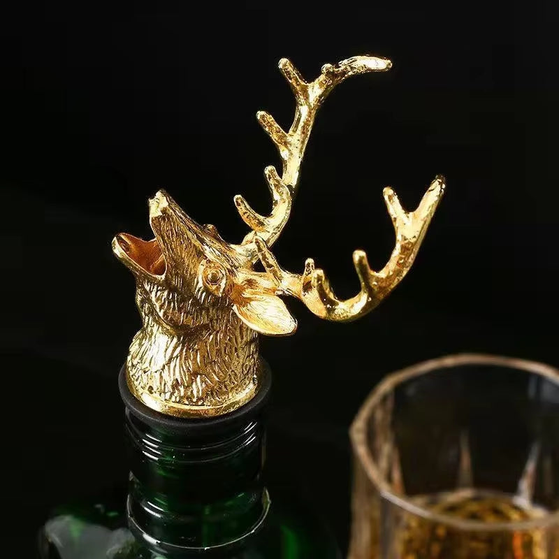 Zinc Alloy Deer Head Wine Pourer Unique Stag Wine Bottle Stoppers Wine Aerators Bar Tools Kitchen Accessories