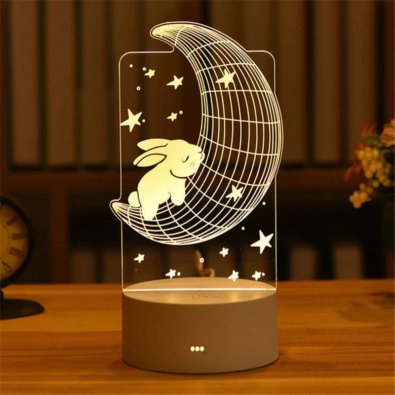 3D Lamp Acrylic LED Night Lights Christmas Party Decoration Night Light for Home Bedroom Decor New Year Wedding Neon Lamp USB