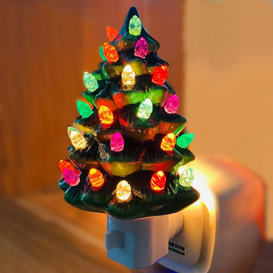 Vintage Ceramic Christmas Tree Night Light