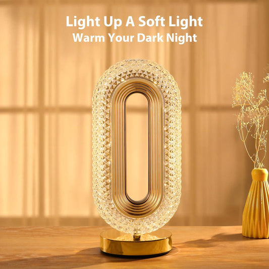 Modern Luxury Crystal Table Lamp - USB Rechargeable, Oval Design for a Chic Ambience in Any Room!