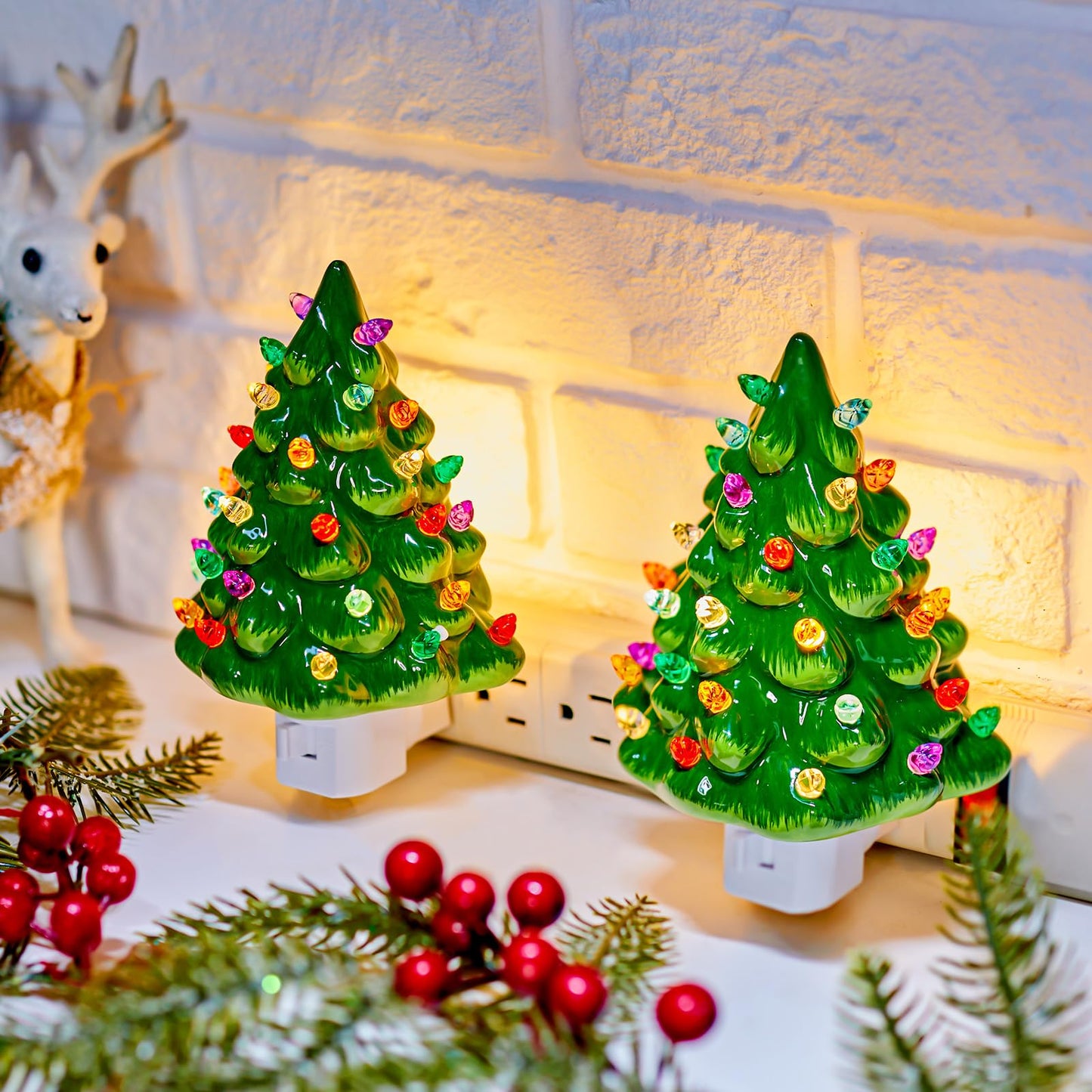 Vintage Ceramic Christmas Tree Night Light