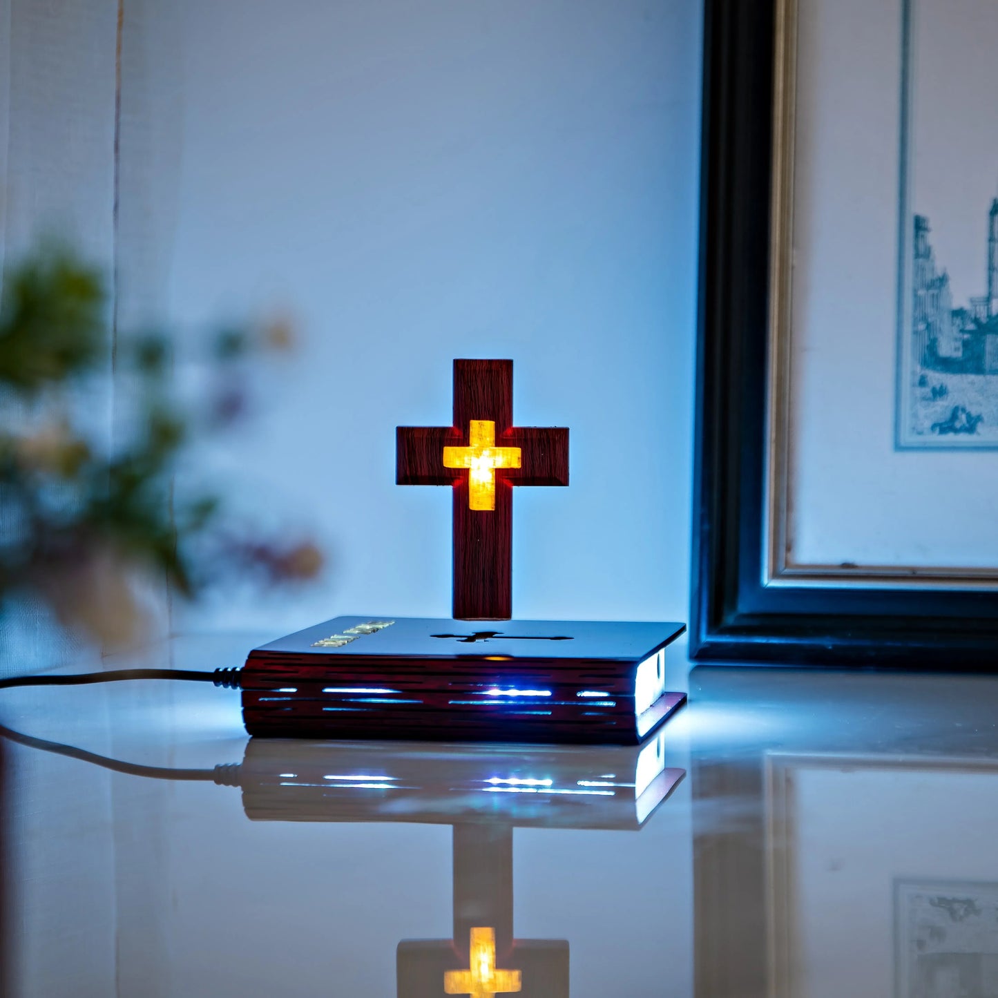 New 2024 Magnetic Levitation anti Gravity Black Technology Ornaments Light Luxury Starry Sky Color Cross Bedroom Decoration Gift