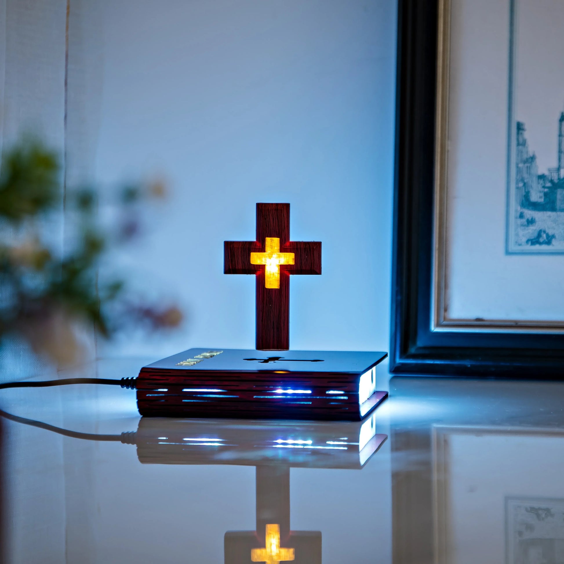 New 2024 Magnetic Levitation anti Gravity Black Technology Ornaments Light Luxury Starry Sky Color Cross Bedroom Decoration Gift