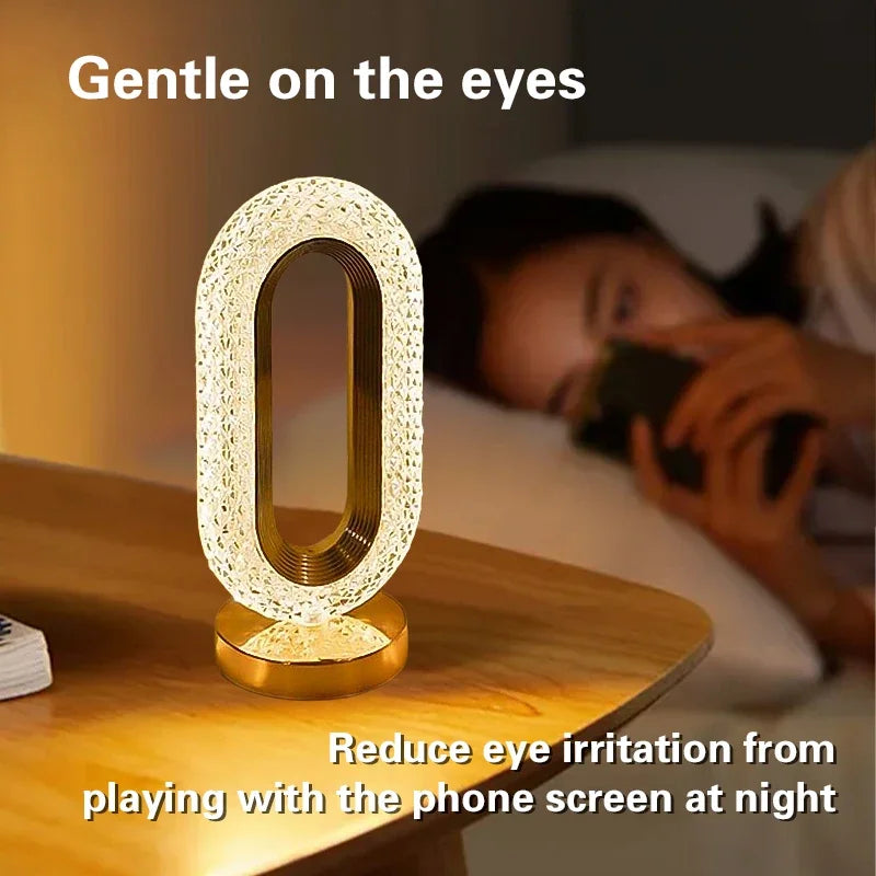 Modern Luxury Crystal Table Lamp - USB Rechargeable, Oval Design for a Chic Ambience in Any Room!